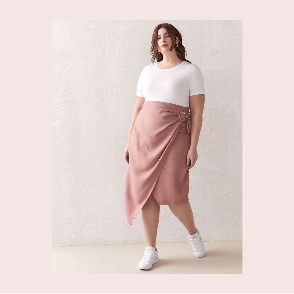 Lyocell Faux Wrap Skirt Dia & Co